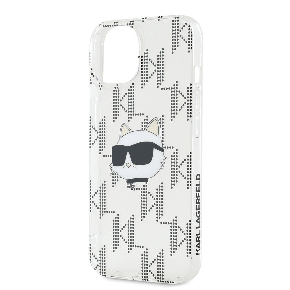 Funda para Apple iPhone 15, Karl Lagerfeld, IML Electroplated Choupette Head, Transparente