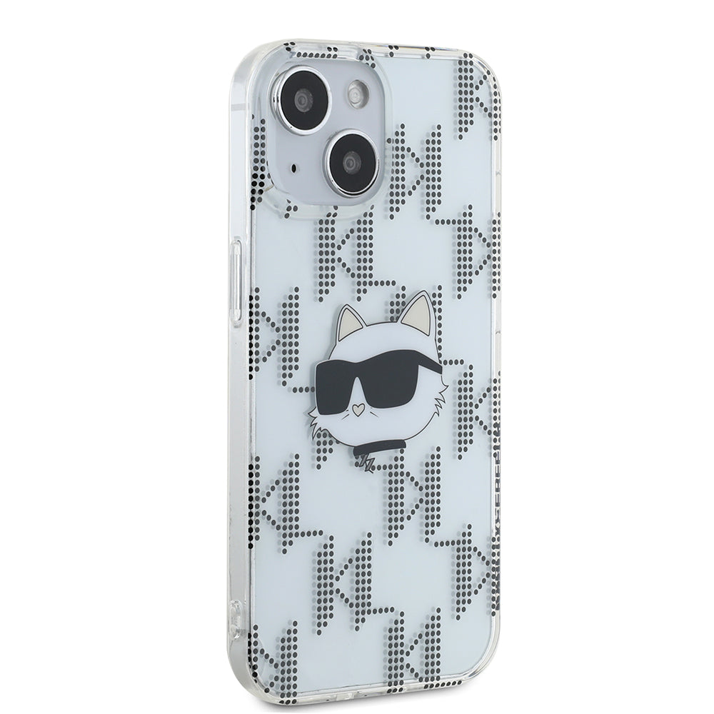 Funda para Apple iPhone 15, Karl Lagerfeld, IML Electroplated Choupette Head, Transparente