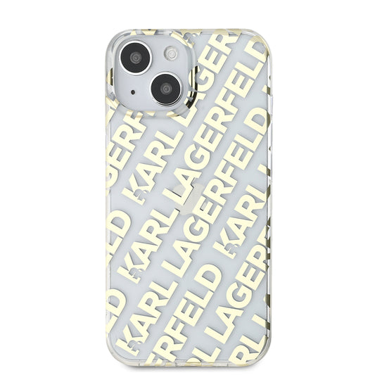 Funda para Apple iPhone 15, Karl Lagerfeld, IML Luxury Gold Fullover Logo, Dorada