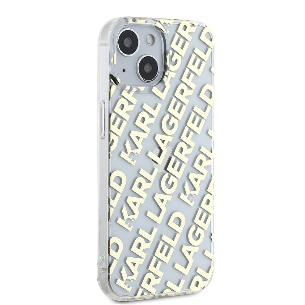 Funda para Apple iPhone 15, Karl Lagerfeld, IML Luxury Gold Fullover Logo, Dorada