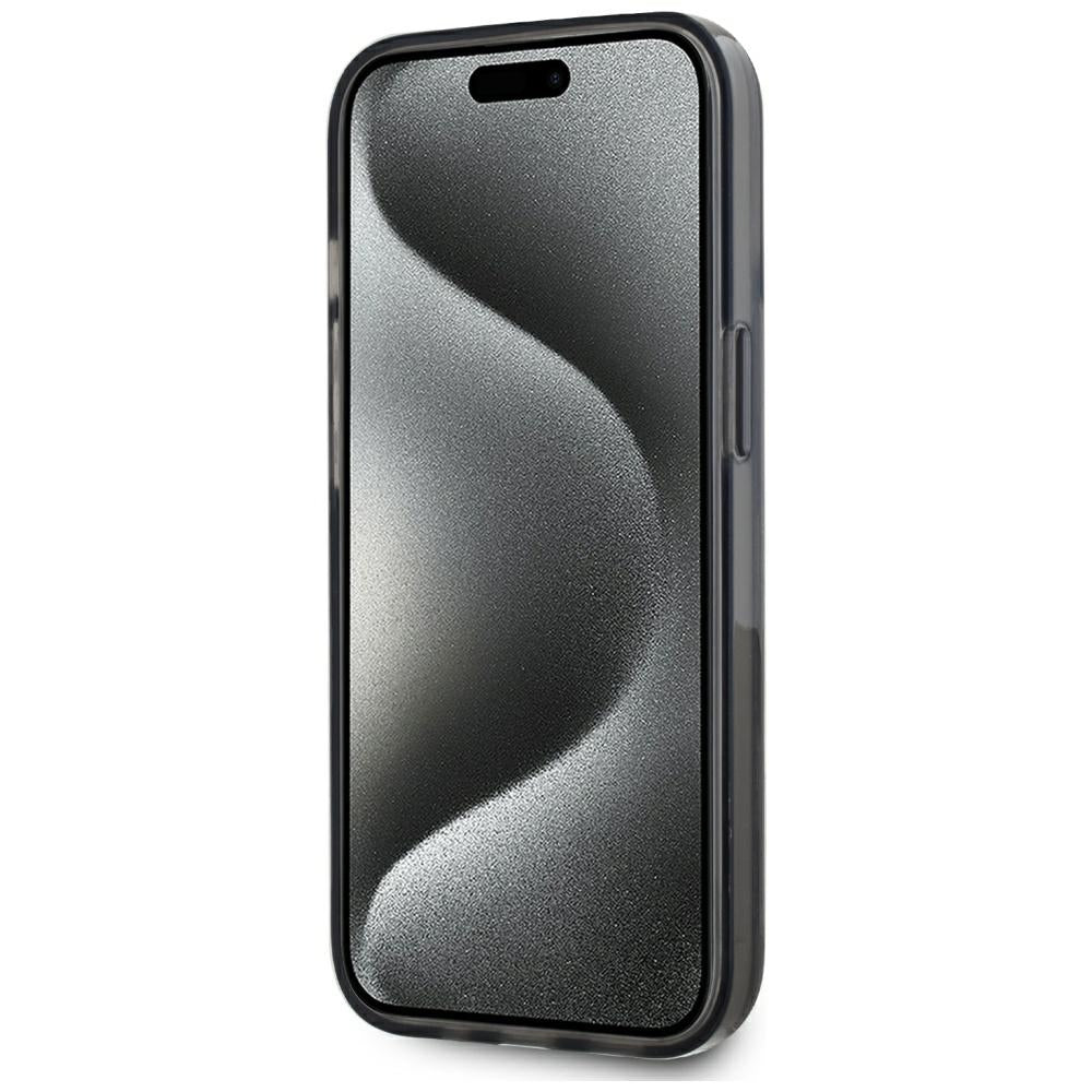Funda para Apple iPhone 15, Karl Lagerfeld, Liquid Glitter Monogram, Negra