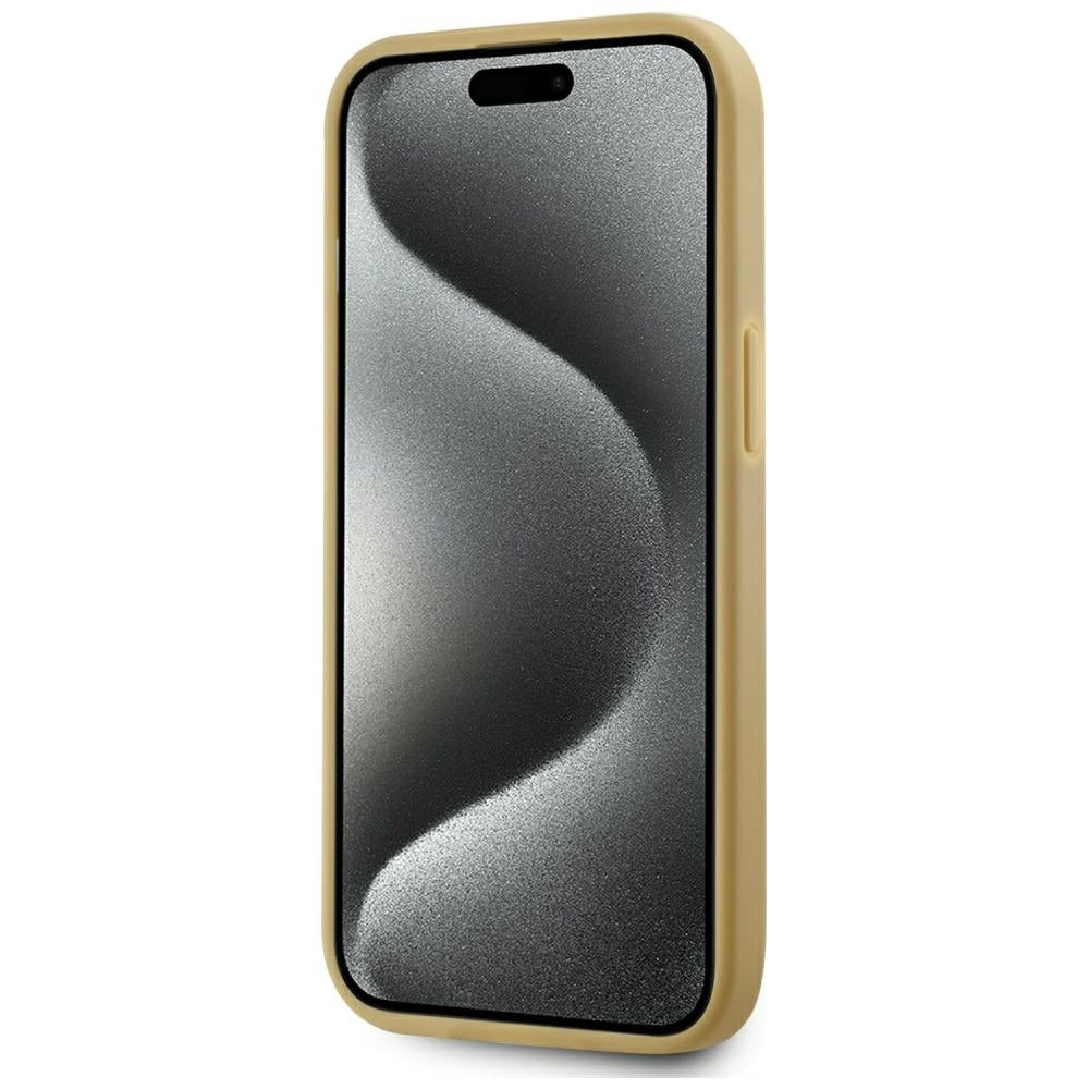 Funda para Apple iPhone 15, Karl Lagerfeld, Metal Signature, Dorada