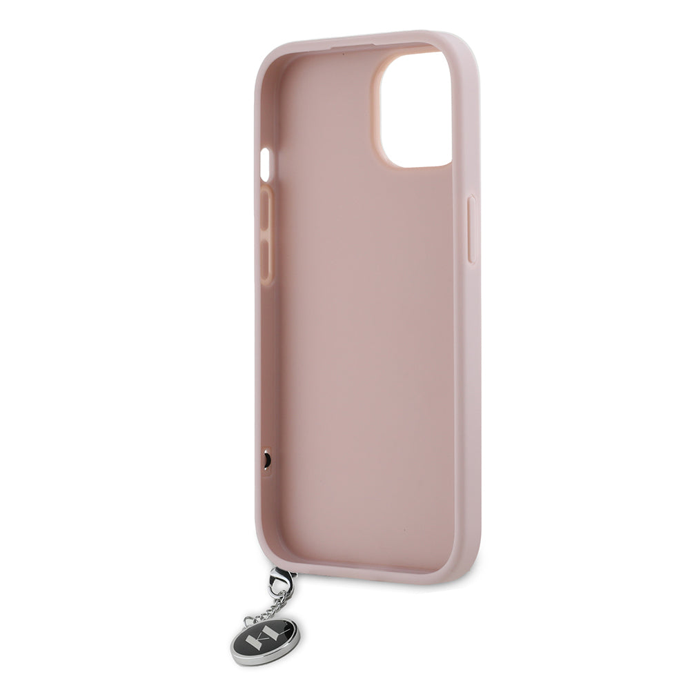 Funda para Apple iPhone 15, Karl Lagerfeld, Saffiano Rhinestones & Charm, Rosa