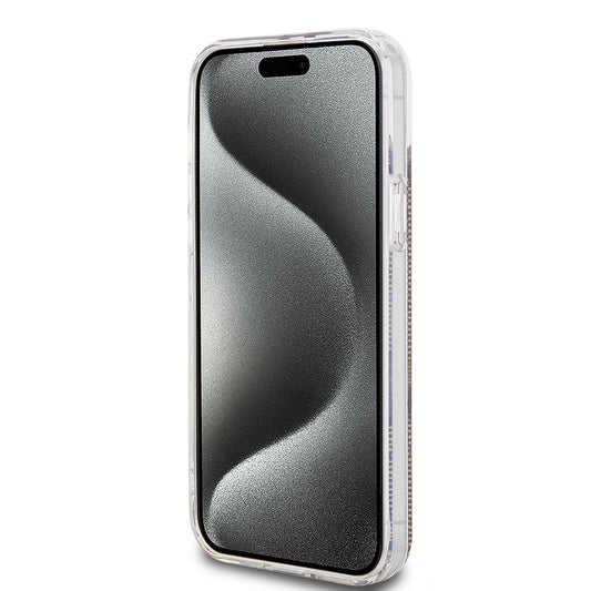 Funda para Apple iPhone 15 Plus, Guess, IML 4G Gold Stripe, Marrón