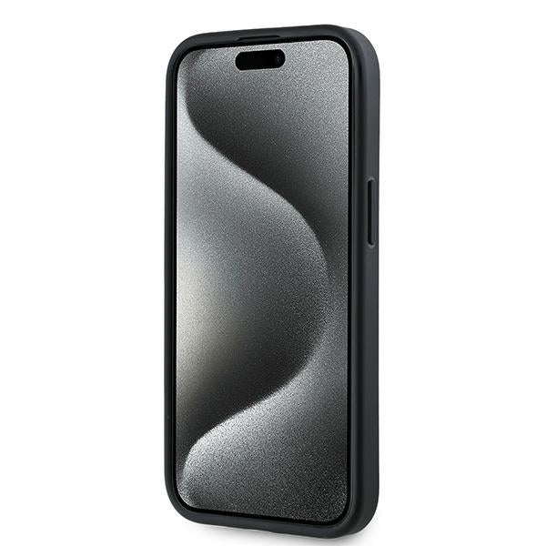 Funda para Apple iPhone 15 Plus, Karl Lagerfeld, Diagonal Quilted Script, Negra