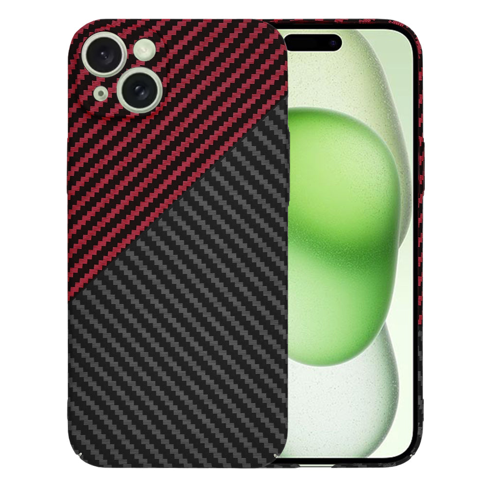 Funda para Apple iPhone 15 Plus, Techsuit, Carbonite FiberShell, Negra Roja