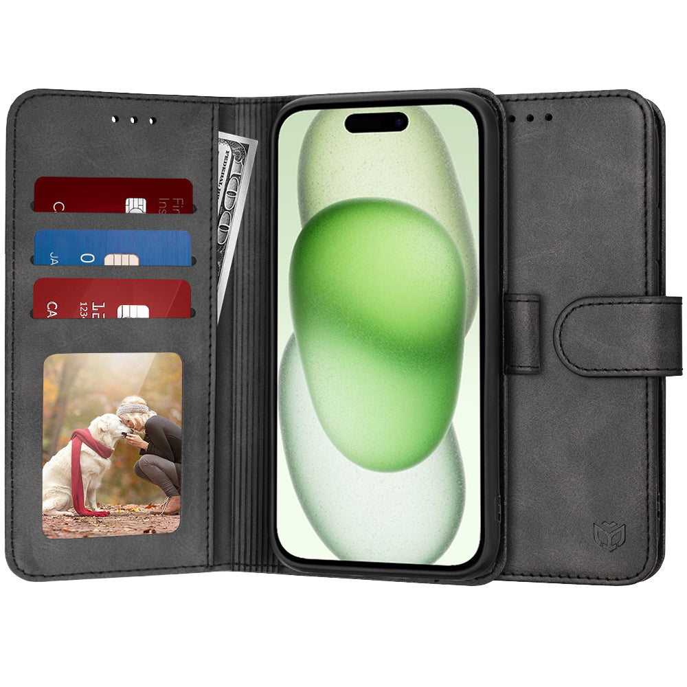 Funda para Apple iPhone 15 Plus, Techsuit, Diary Book, Negra