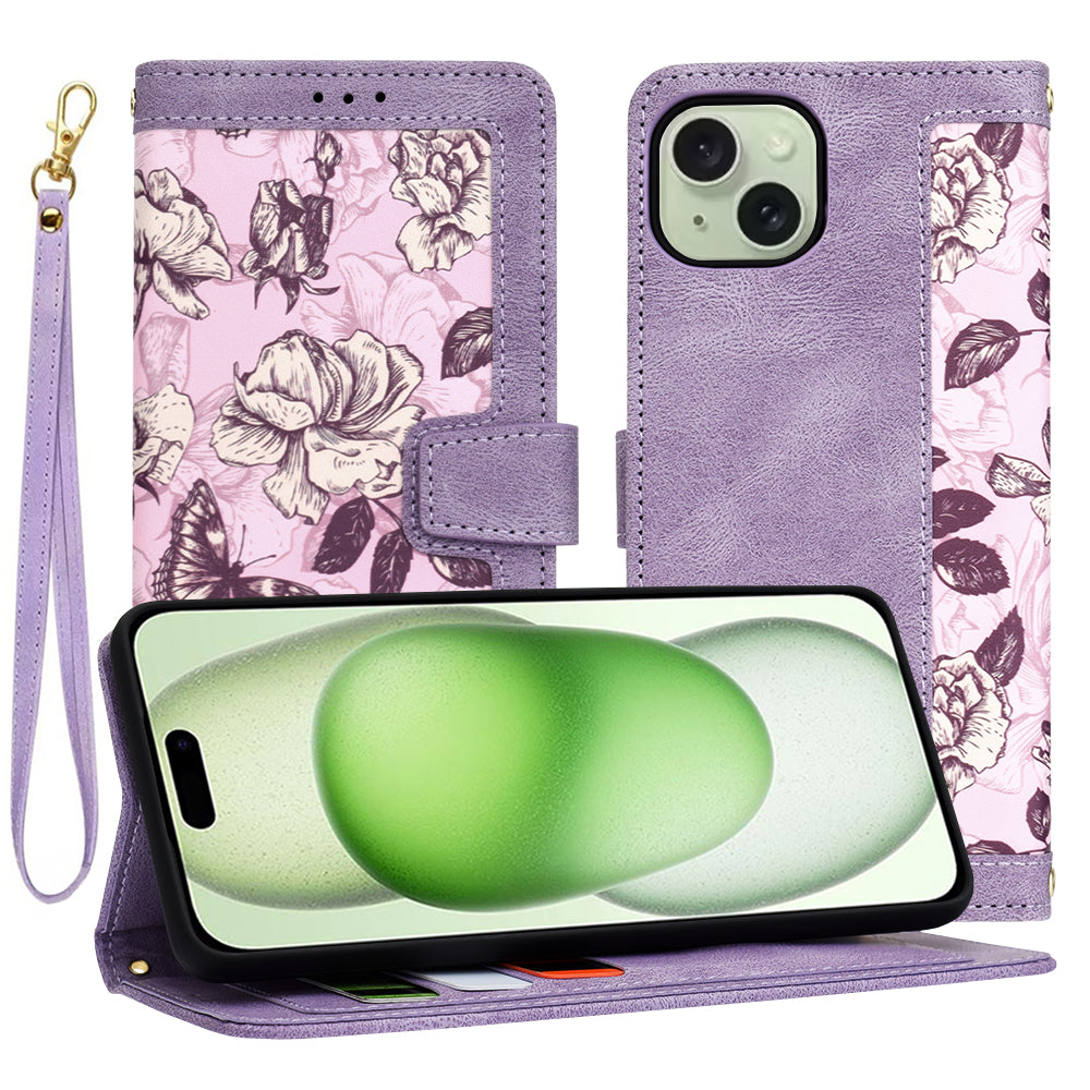 Funda para Apple iPhone 15 Plus, Techsuit, FlipCraft, Morado