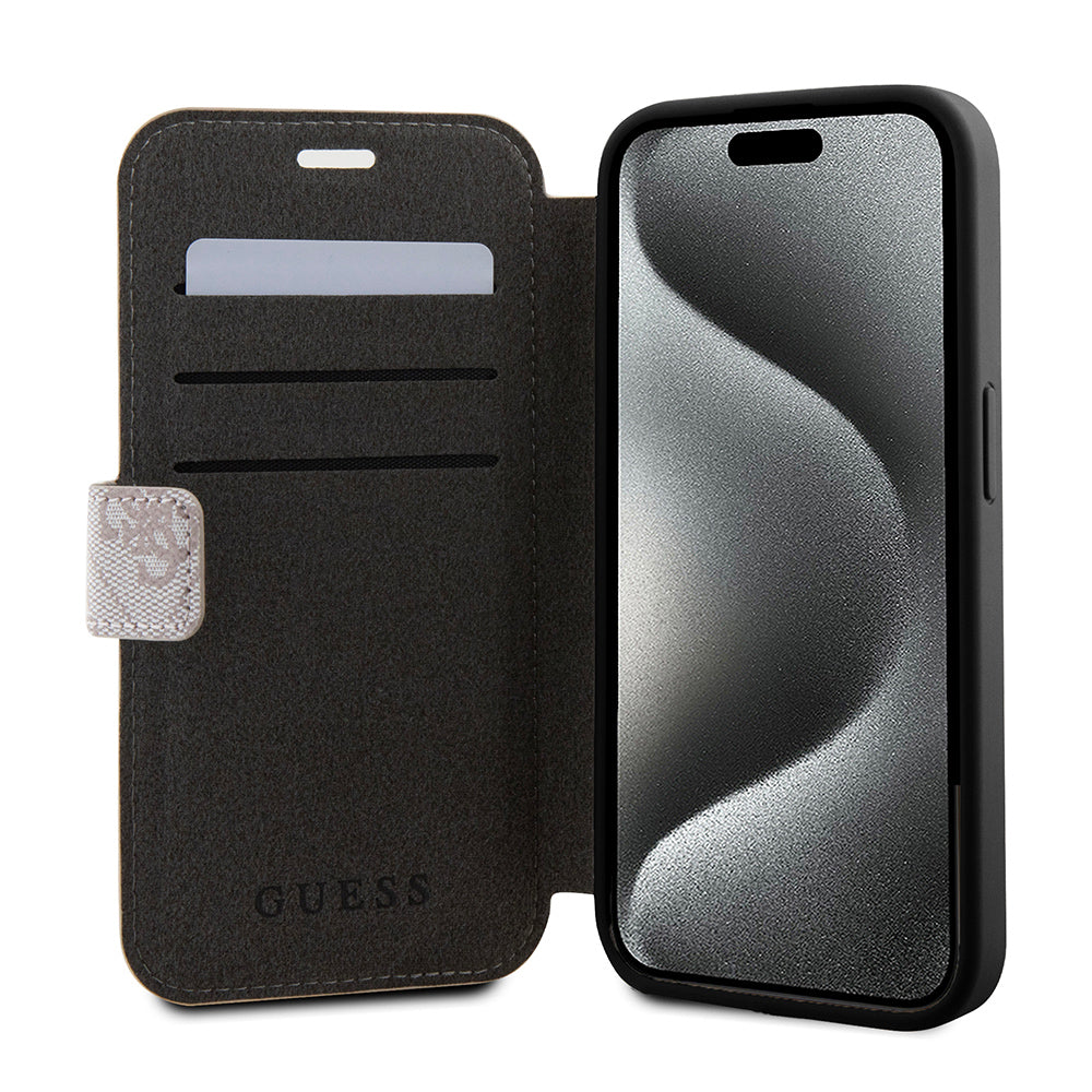 Funda para Apple iPhone 15 Pro, Guess, 4G Book, Rosa