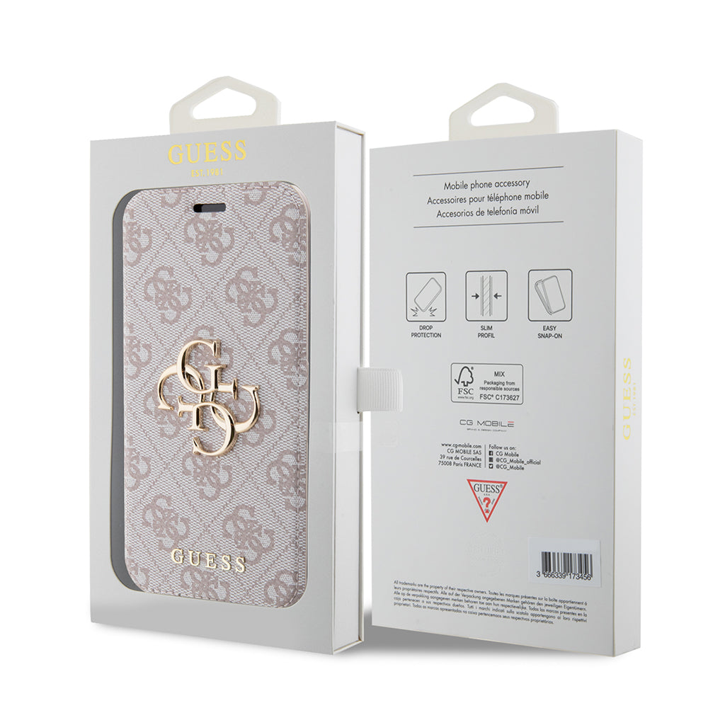 Funda para Apple iPhone 15 Pro, Guess, 4G Book, Rosa
