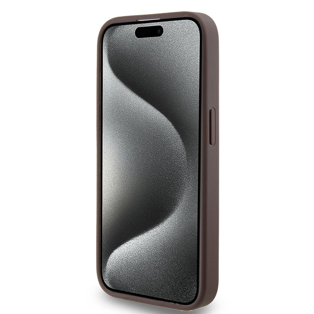 Funda para Apple iPhone 15 Pro, Guess, 4G Metal Gold Logo, Marrón