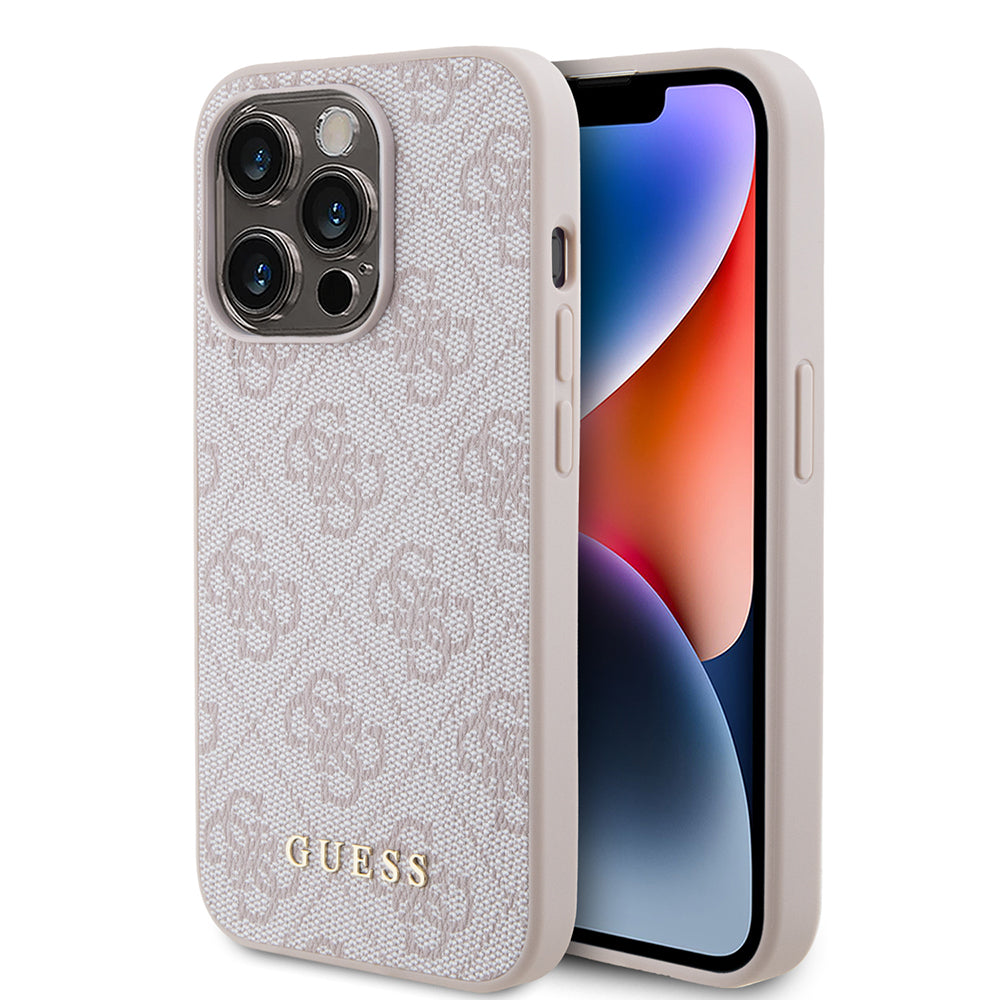 Funda para Apple iPhone 15 Pro, Guess, 4G Metal Gold Logo, Rosa