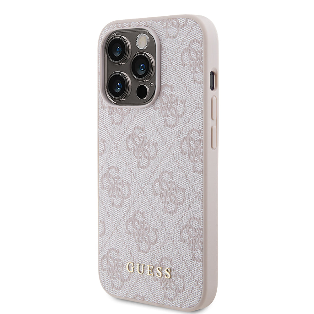 Funda para Apple iPhone 15 Pro, Guess, 4G Metal Gold Logo, Rosa