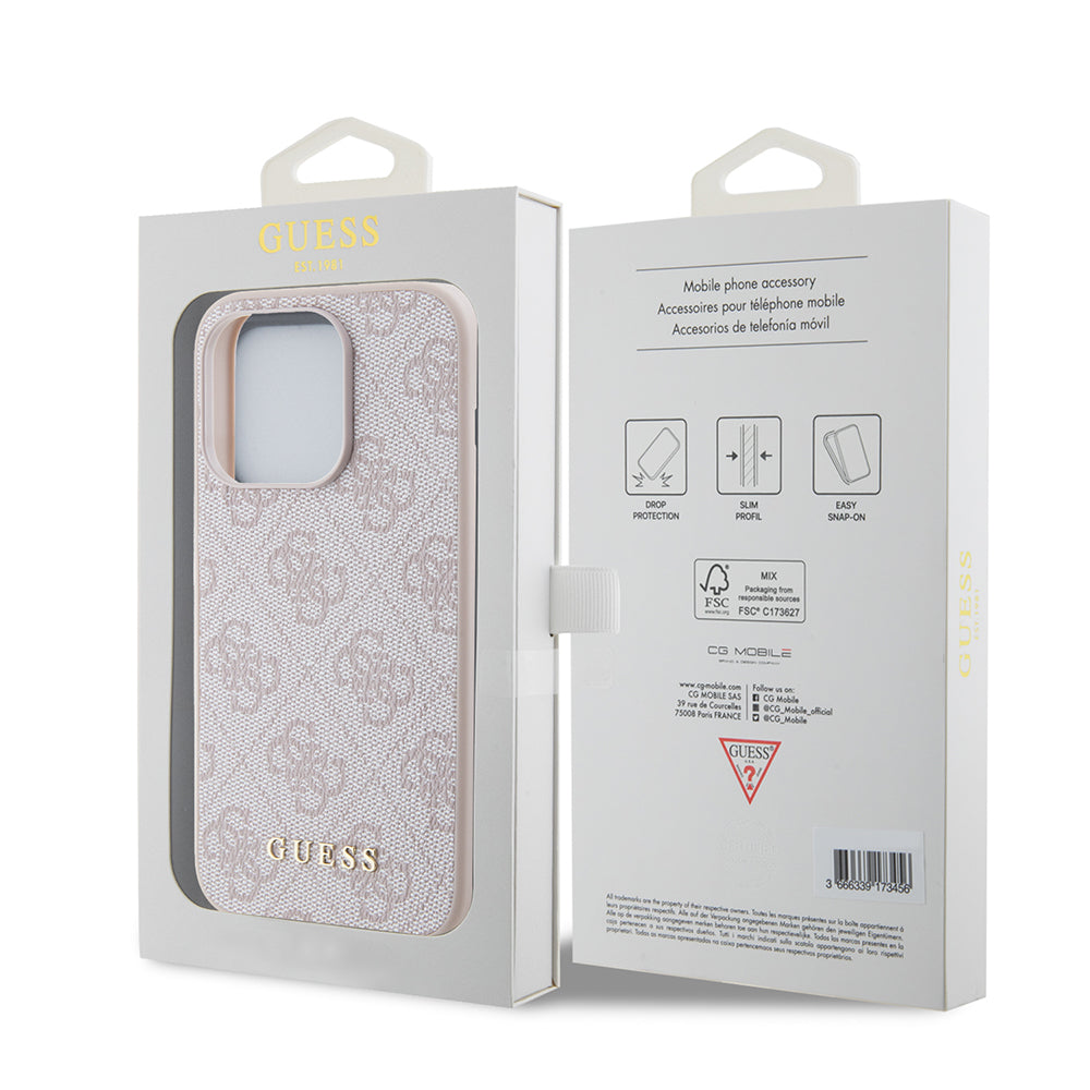 Funda para Apple iPhone 15 Pro, Guess, 4G Metal Gold Logo, Rosa