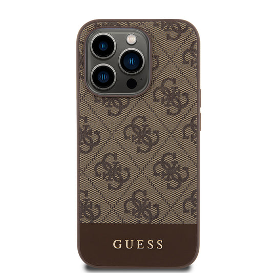 Funda para Apple iPhone 15 Pro, Guess, 4G Stripe, Marrón