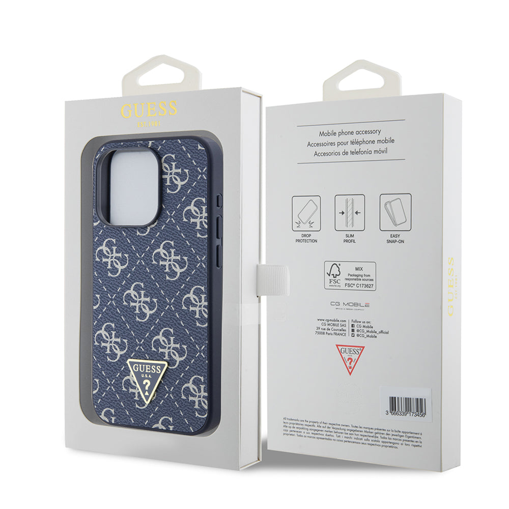 Funda para Apple iPhone 15 Pro, Guess, 4G Triangle Logo, Azul
