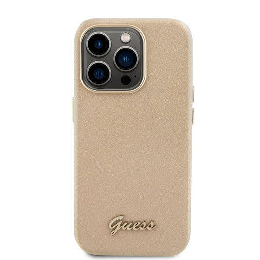 Funda para Apple iPhone 15 Pro, Guess, Glitter Glossy Script, Beige