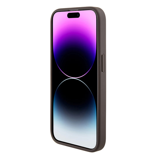 Funda para Apple iPhone 15 Pro, Guess, Grip Stand 4G Triangle Strass, Marrón