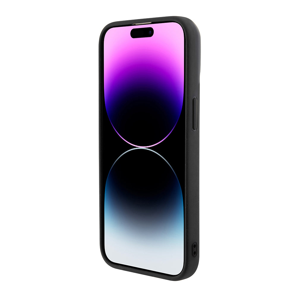 Funda para Apple iPhone 15 Pro, Guess, PU Square Mirror Script Logo, Negra GUHCP15LPMSDGSK