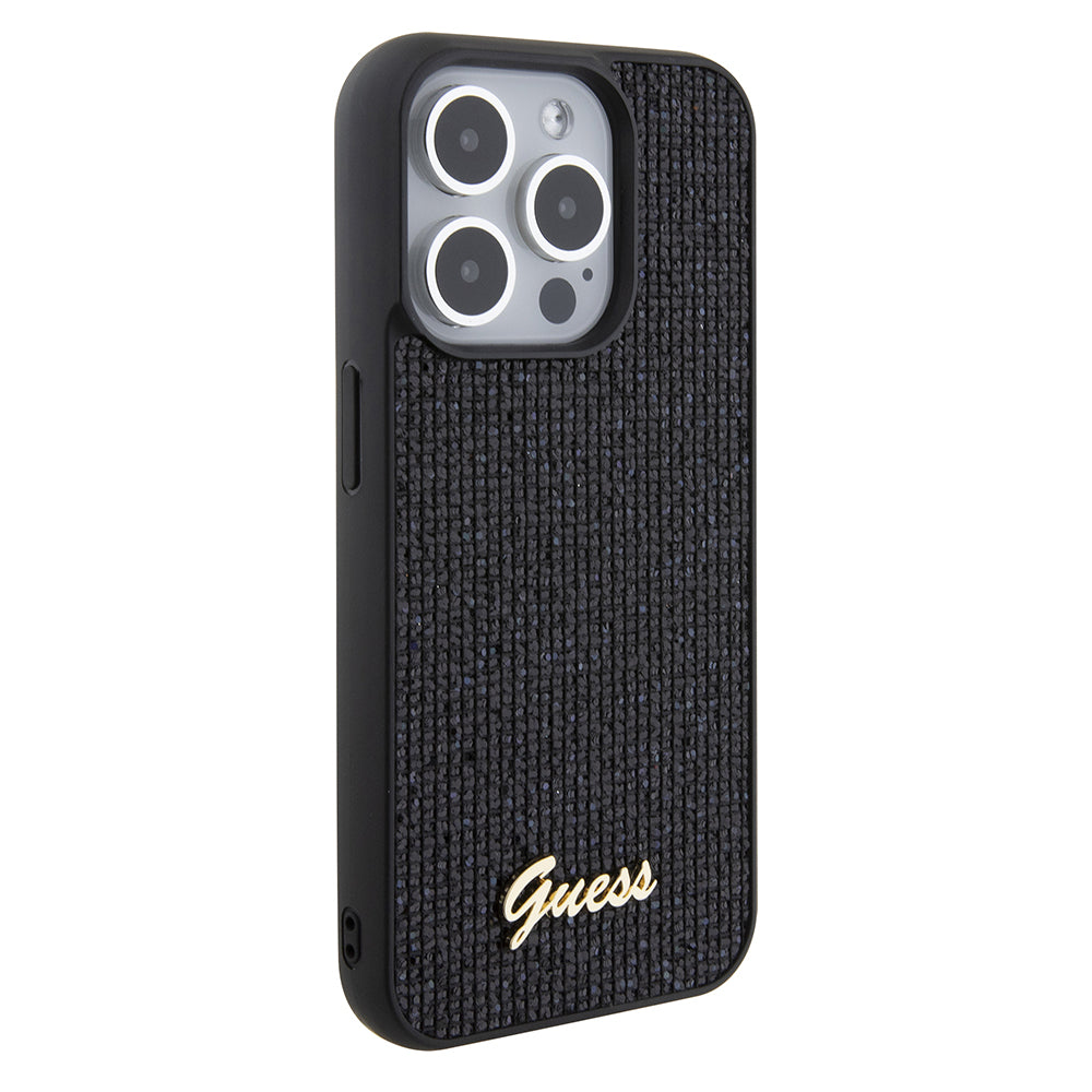 Funda para Apple iPhone 15 Pro, Guess, PU Square Mirror Script Logo, Negra GUHCP15LPMSDGSK
