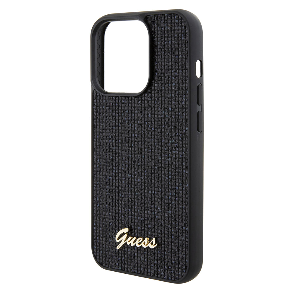 Funda para Apple iPhone 15 Pro, Guess, PU Square Mirror Script Logo, Negra GUHCP15LPMSDGSK