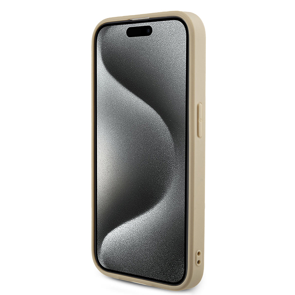 Funda para Apple iPhone 15 Pro, Guess, Saffiano Iridescent Script, Dorada