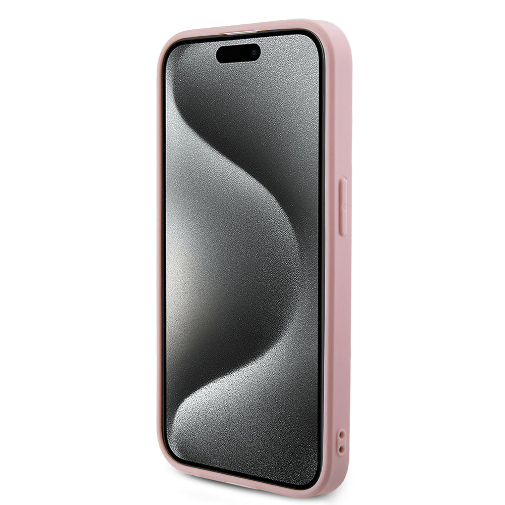 Funda para Apple iPhone 15 Pro, Guess, Saffiano Iridescent Script, Rosa