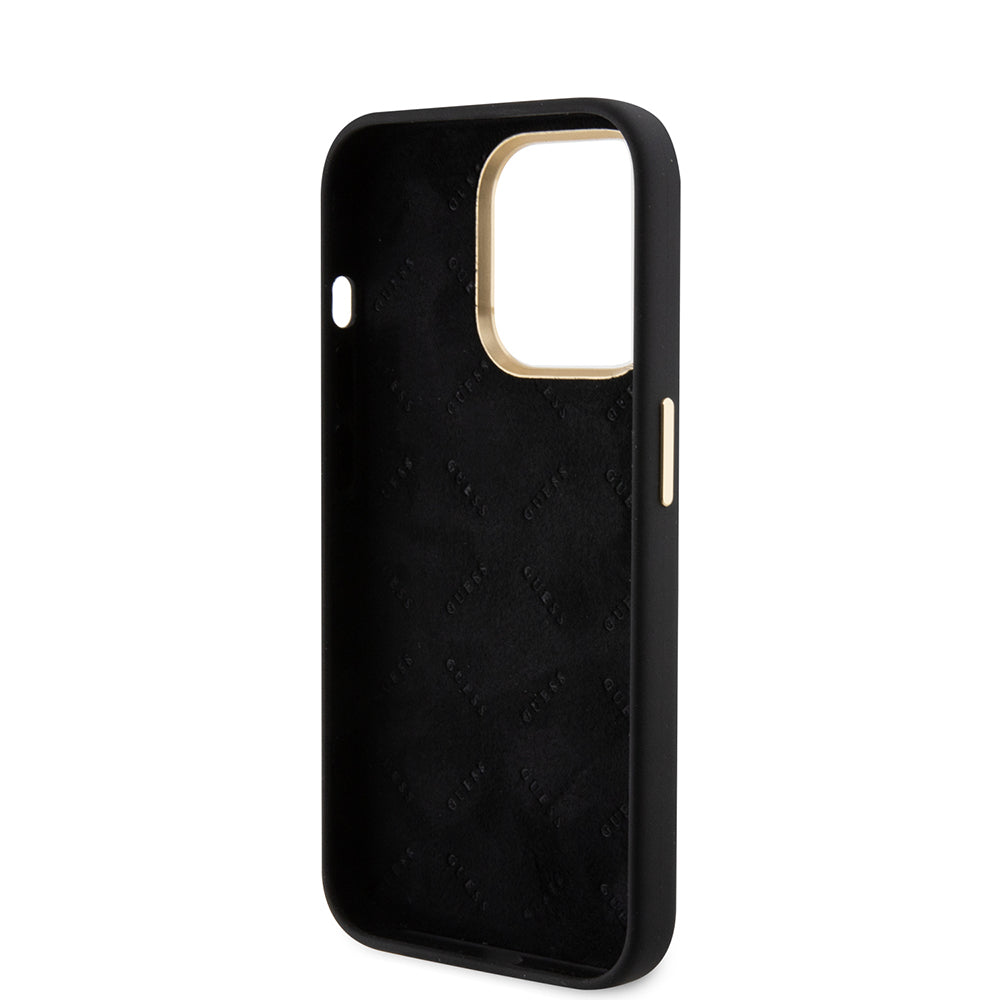 Funda para Apple iPhone 15 Pro, Guess, Script Metal Logo & Frame, Negra