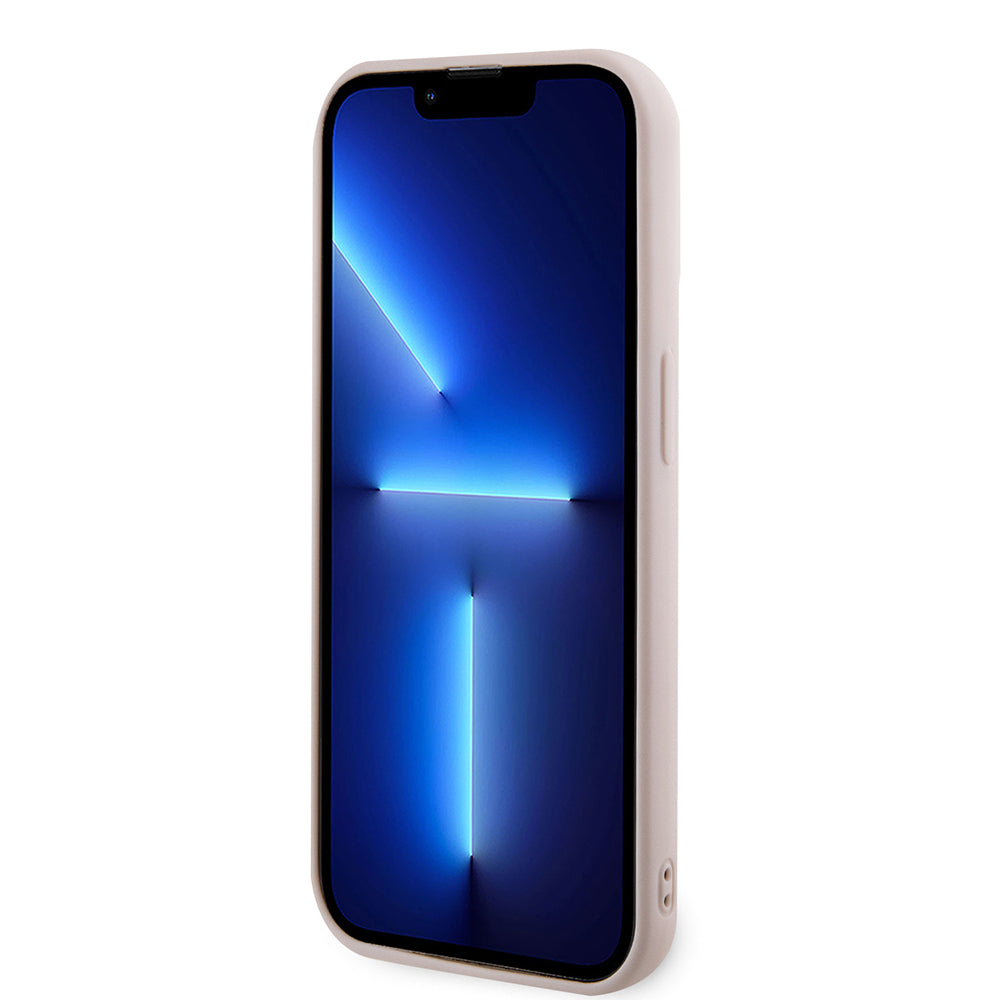 Funda para Apple iPhone 15 Pro, Karl Lagerfeld, Logo Karl de Goma Brillante 3D, Rosa