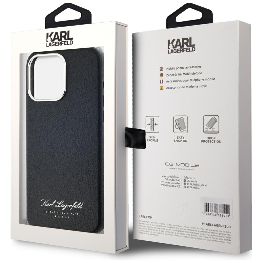 Funda para Apple iPhone 15 Pro, Karl Lagerfeld, Grained Hotel RSG, Negra