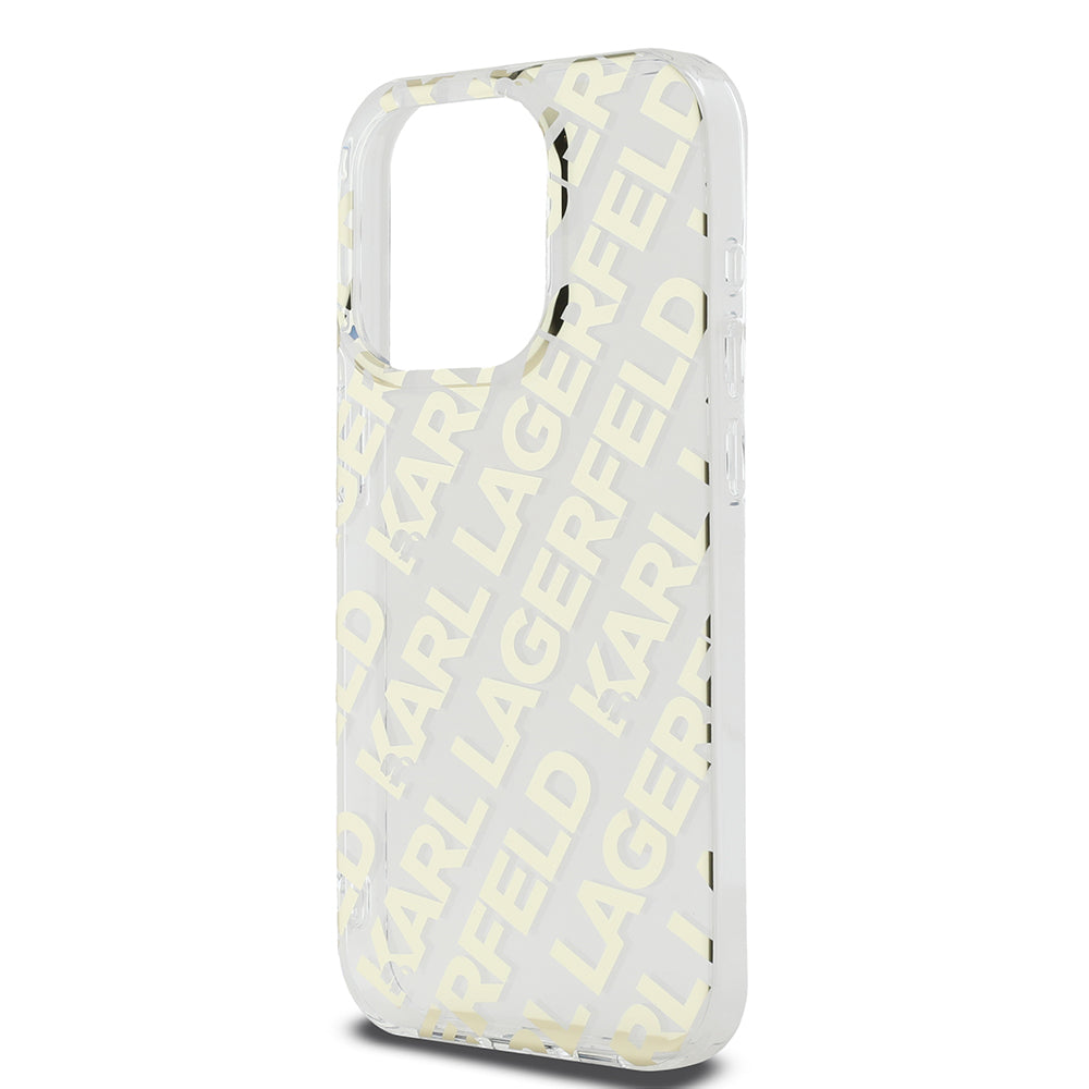 Funda para Apple iPhone 15 Pro, Karl Lagerfeld, IML Electroplated Repeated Logo, Dorada