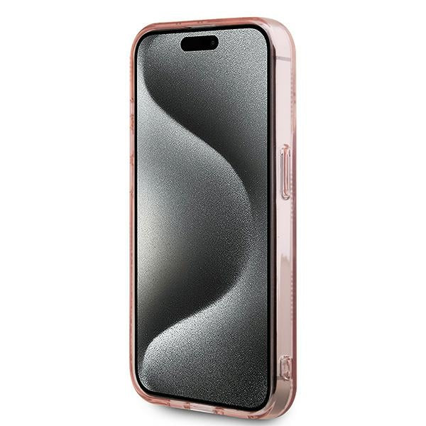 Funda para Apple iPhone 15 Pro, Karl Lagerfeld, IML Luxury Monogram Choupette's Head, Rosa