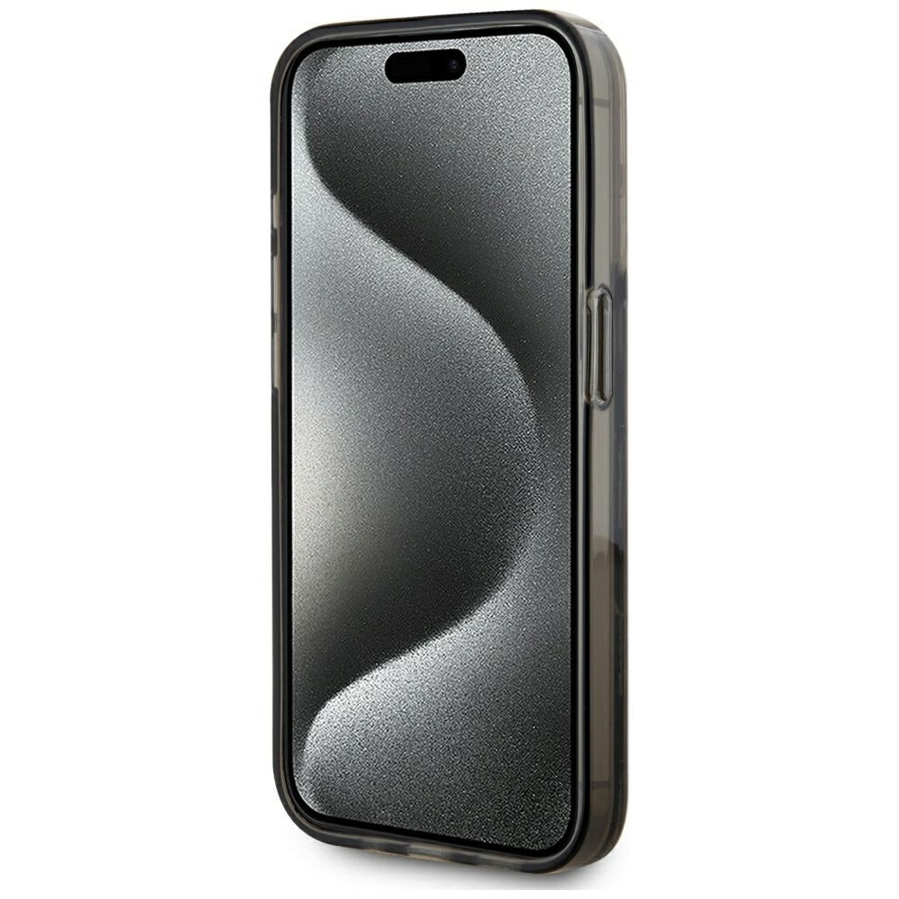 Funda para Apple iPhone 15 Pro, Karl Lagerfeld, Liquid Glitter Monogram, Negra