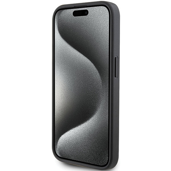 Funda para Apple iPhone 15 Pro, Karl Lagerfeld, Ranura para Tarjeta Saffiano Metal Karl & Choupette, Negra