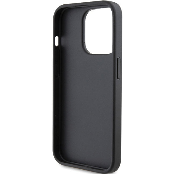 Funda para Apple iPhone 15 Pro, Karl Lagerfeld, Ranura para Tarjeta Saffiano Metal Karl & Choupette, Negra