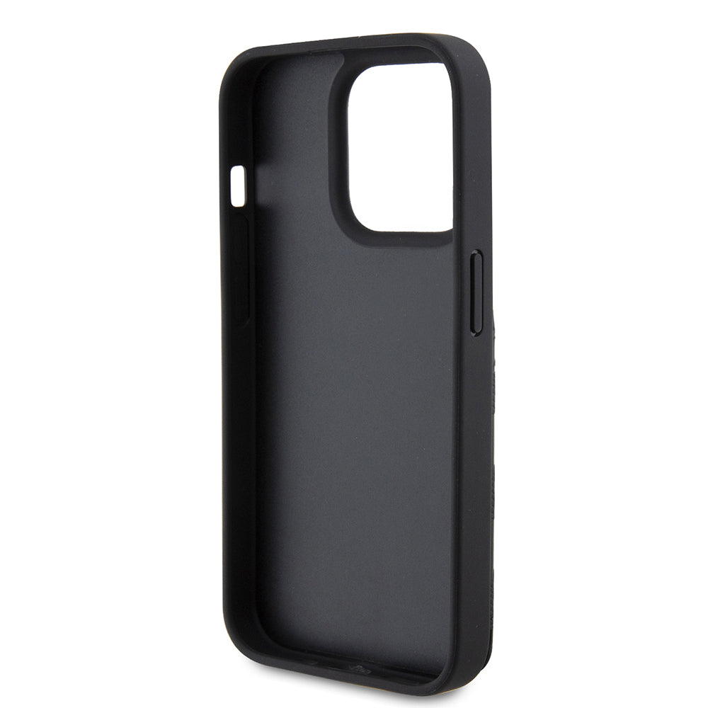 Funda para Apple iPhone 15 Pro, Karl Lagerfeld, Saffiano Cardslots and Stand Monogram Choupette, Negra