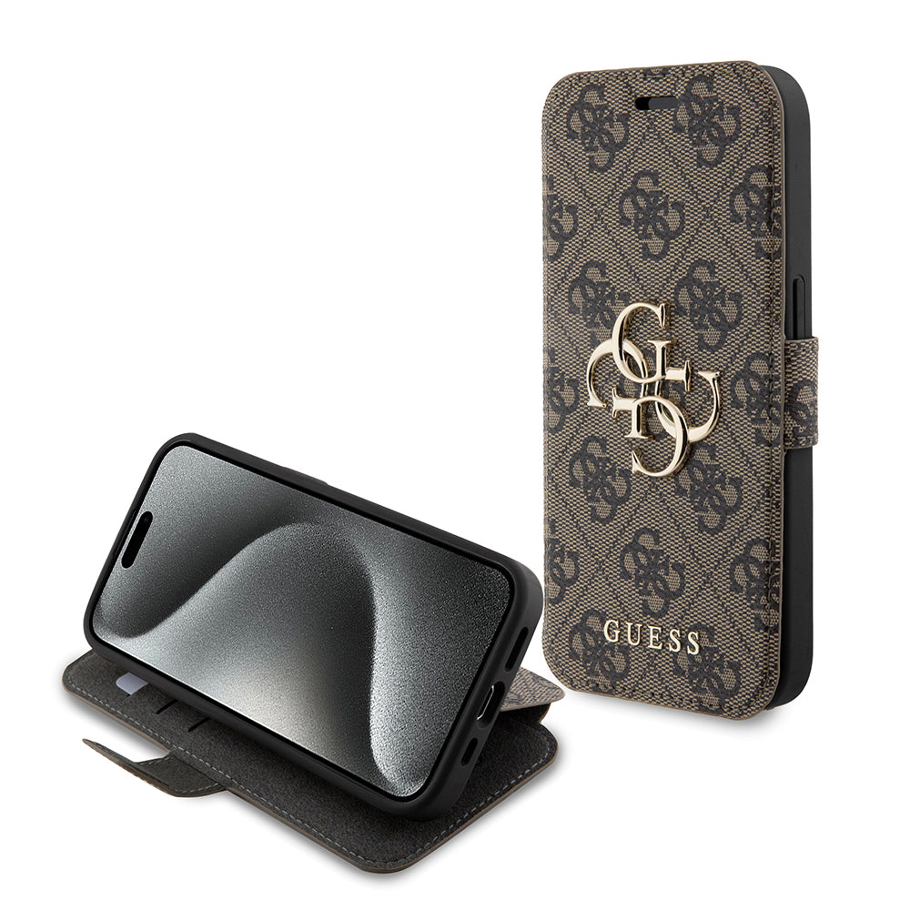 Funda para Apple iPhone 15 Pro Max, Guess, 4G Book, Marrón