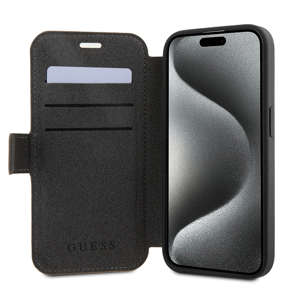 Funda para Apple iPhone 15 Pro Max, Guess, 4G Book, Marrón
