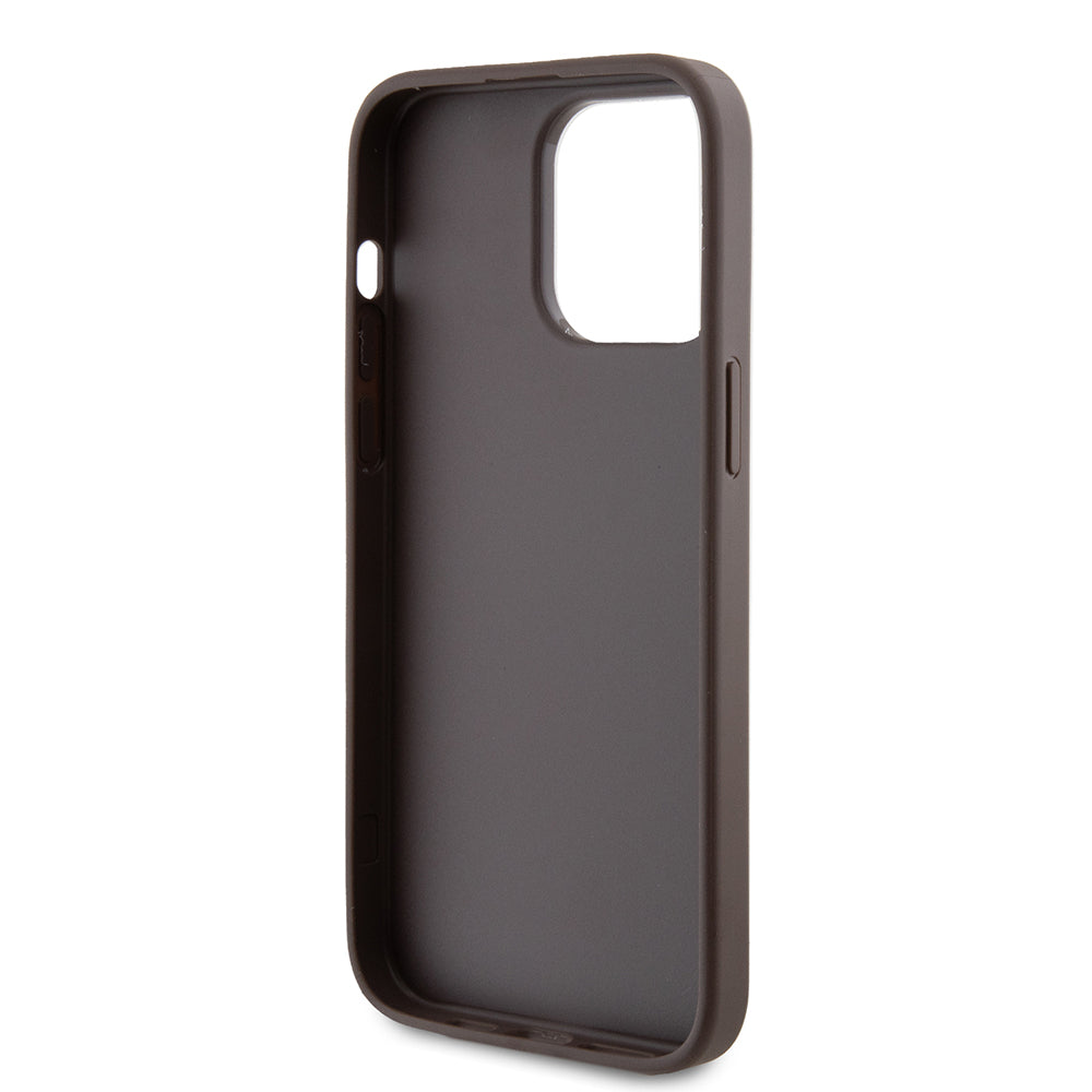 Funda para Apple iPhone 15 Pro Max, Guess, 4G Metal Gold Logo, Marrón