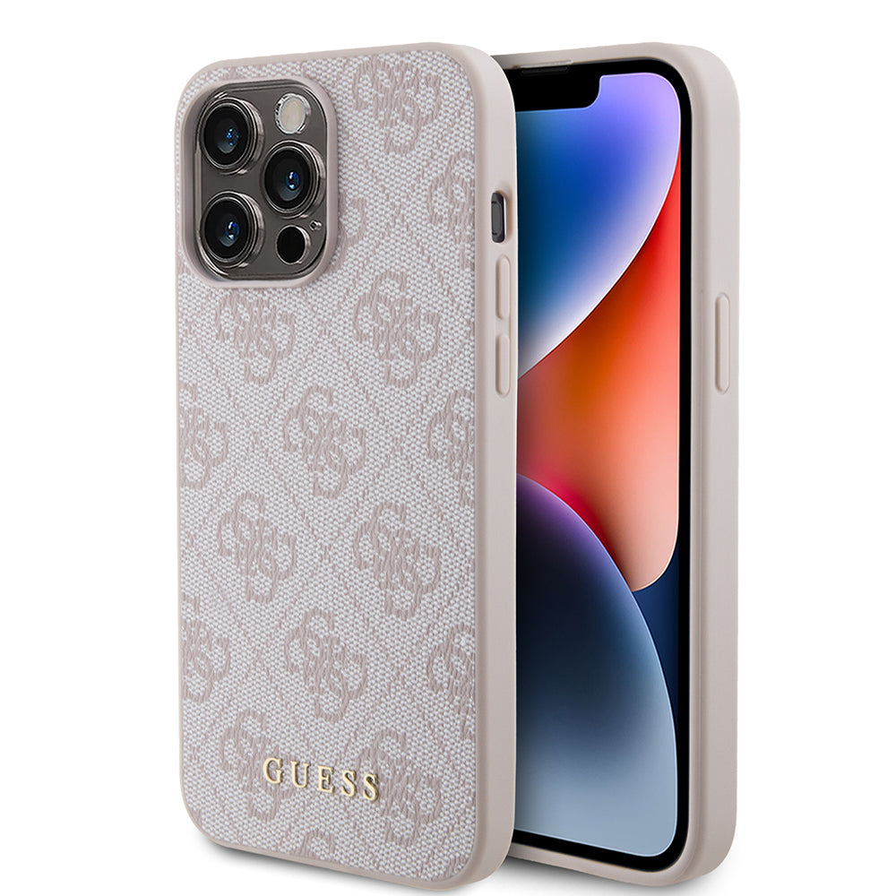 Funda para Apple iPhone 15 Pro Max, Guess, 4G Metal Gold Logo, Rosa.