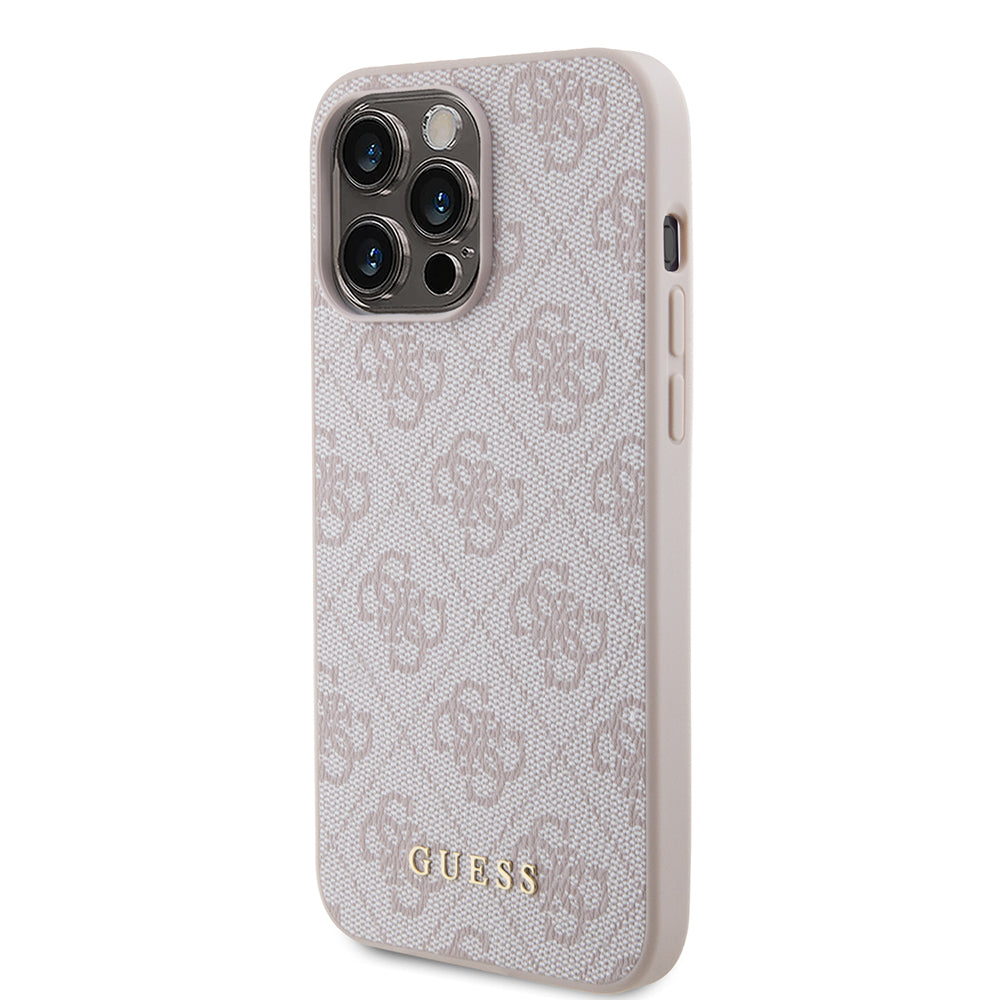 Funda para Apple iPhone 15 Pro Max, Guess, 4G Metal Gold Logo, Rosa.