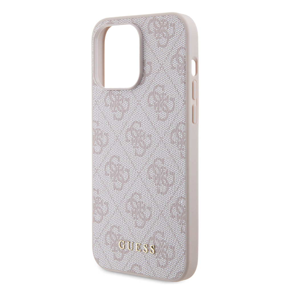 Funda para Apple iPhone 15 Pro Max, Guess, 4G Metal Gold Logo, Rosa.