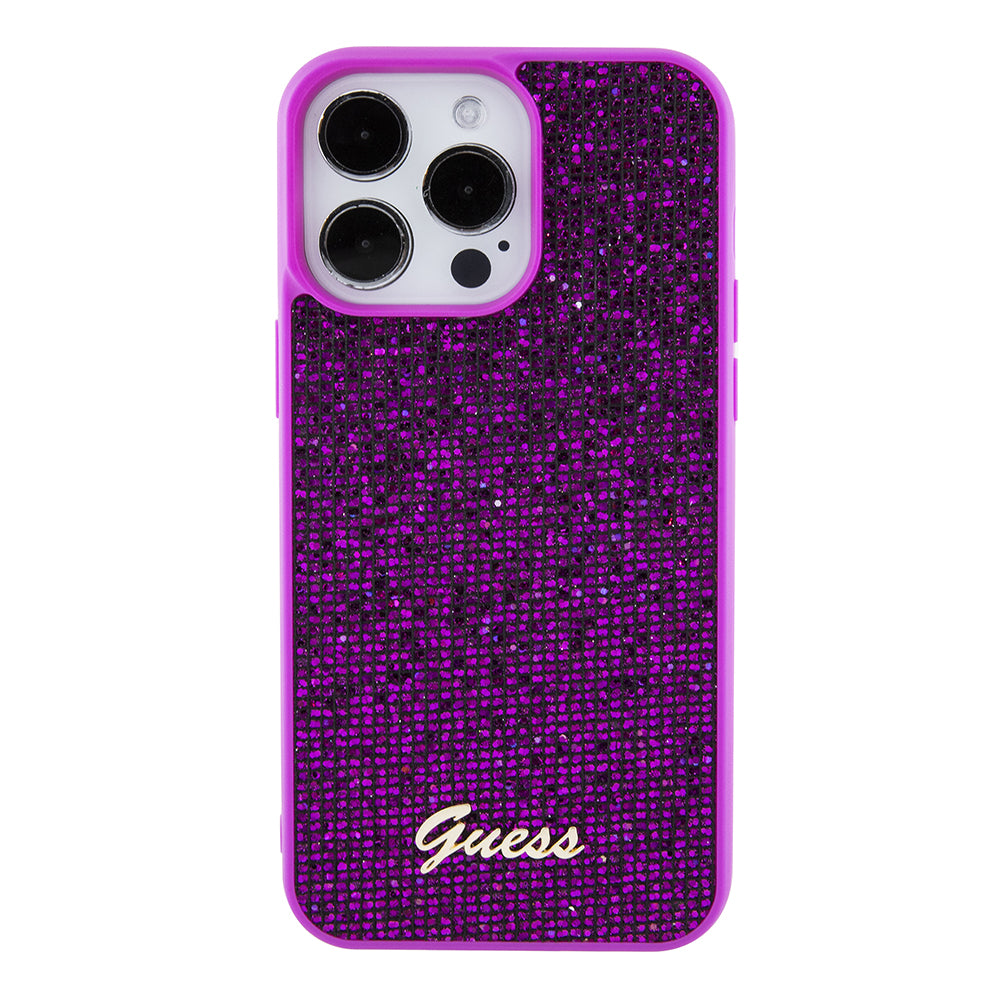 Funda para Apple iPhone 15 Pro Max, Guess, Disco Metal Script, Fucsia