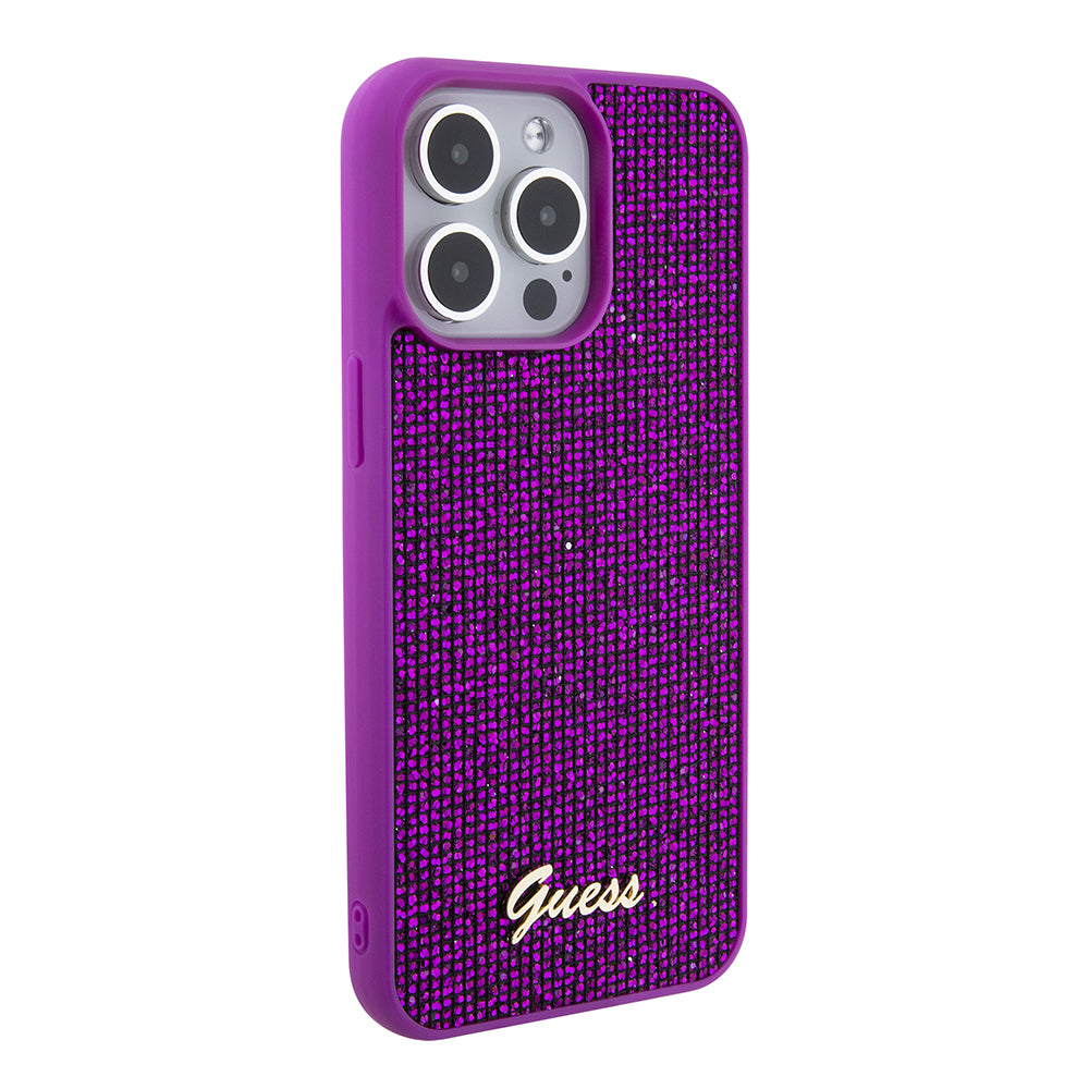 Funda para Apple iPhone 15 Pro Max, Guess, Disco Metal Script, Fucsia