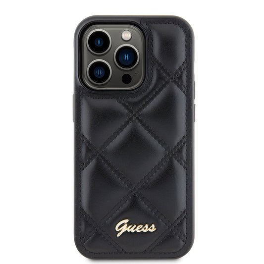 Funda para Apple iPhone 15 Pro Max, Guess, Quilted Metal Logo, Negra