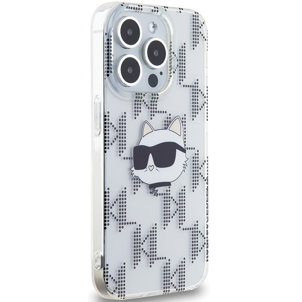 Funda para Apple iPhone 15 Pro Max, Karl Lagerfeld, IML Electroplated Choupette Head, Transparente