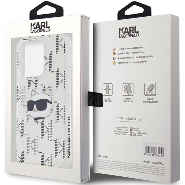 Funda para Apple iPhone 15 Pro Max, Karl Lagerfeld, IML Electroplated Choupette Head, Transparente