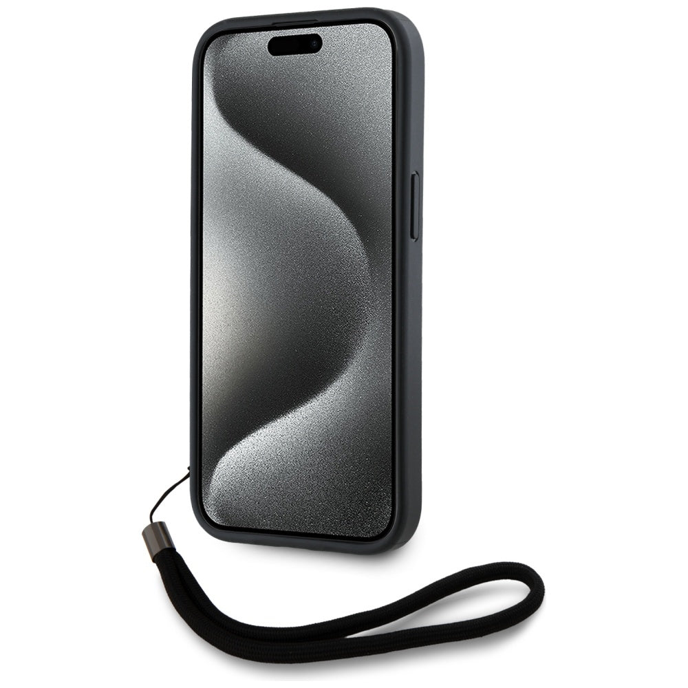 Funda para Apple iPhone 15 Pro Max, Karl Lagerfeld, Saffiano Athleisure Stripes with Strap, Rosie