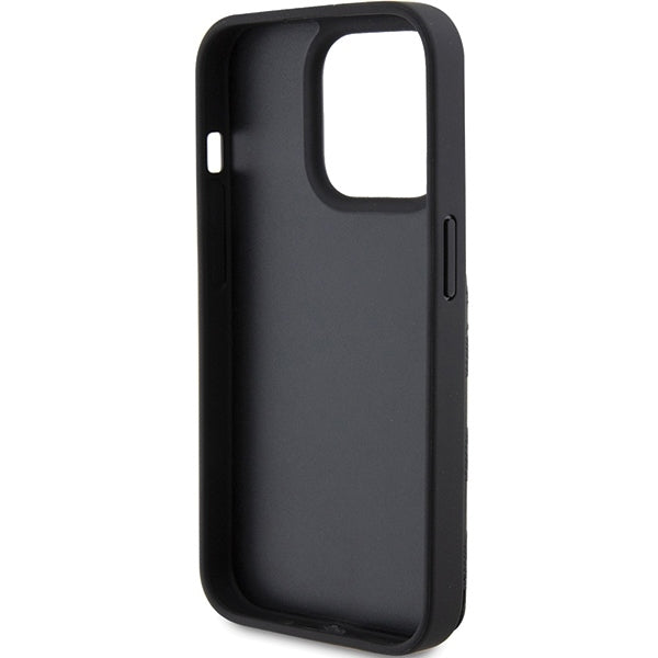 Case for Apple iPhone 15 Pro Max, Karl Lagerfeld, Saffiano Cardslots and Stand Monogram Choupette, Black