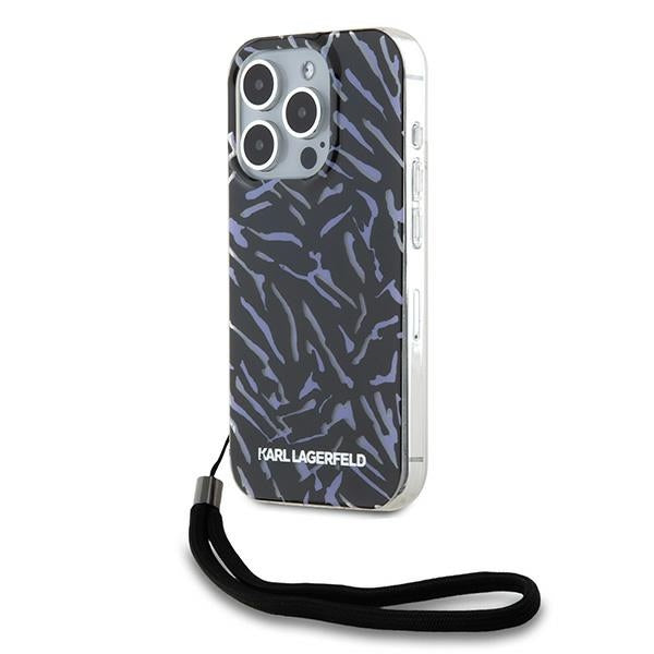 Funda para Apple iPhone 15 Pro Max, Karl Lagerfeld, Zebra with Cord Strap, Morado